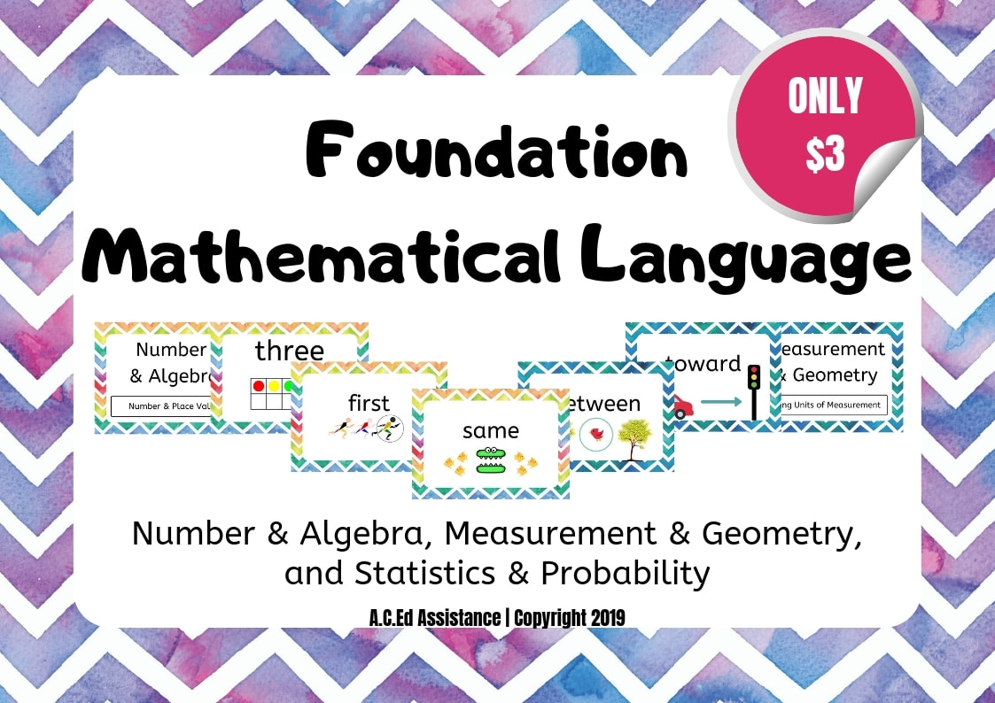 Foundation Mathematical Language Posters Australian Math Curriculum
