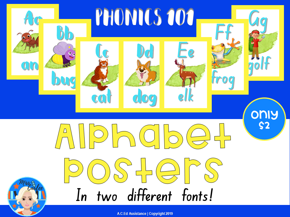 Phonics Alphabet Reading Posters for Beginning Readers