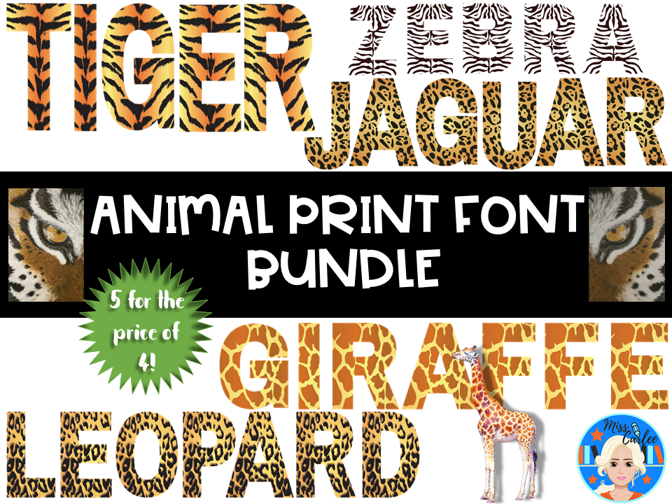 Animal Print Safari Bundle Letters and Numbers PNG