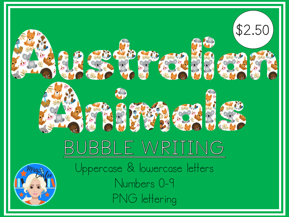 Australian Animals Bubble Lettering