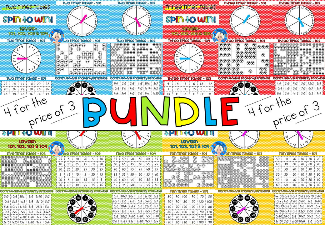 Times Tables Spinner Games Bundle