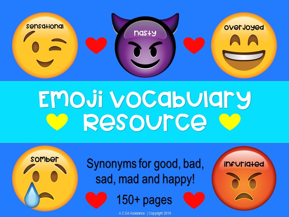 Emotions Vocabulary with an Emoji Theme Literacy Resource for Words Other Than