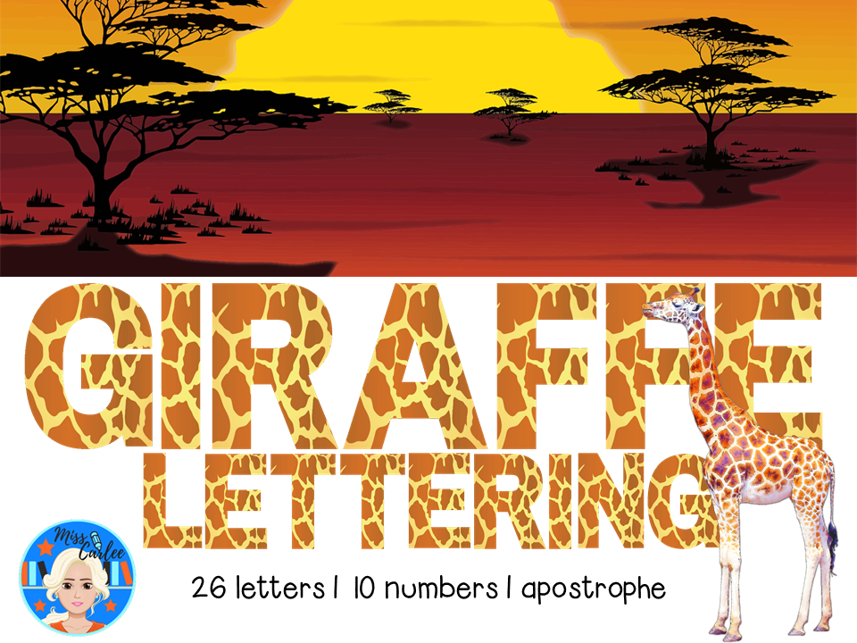 Giraffe Letters and Numbers PNG