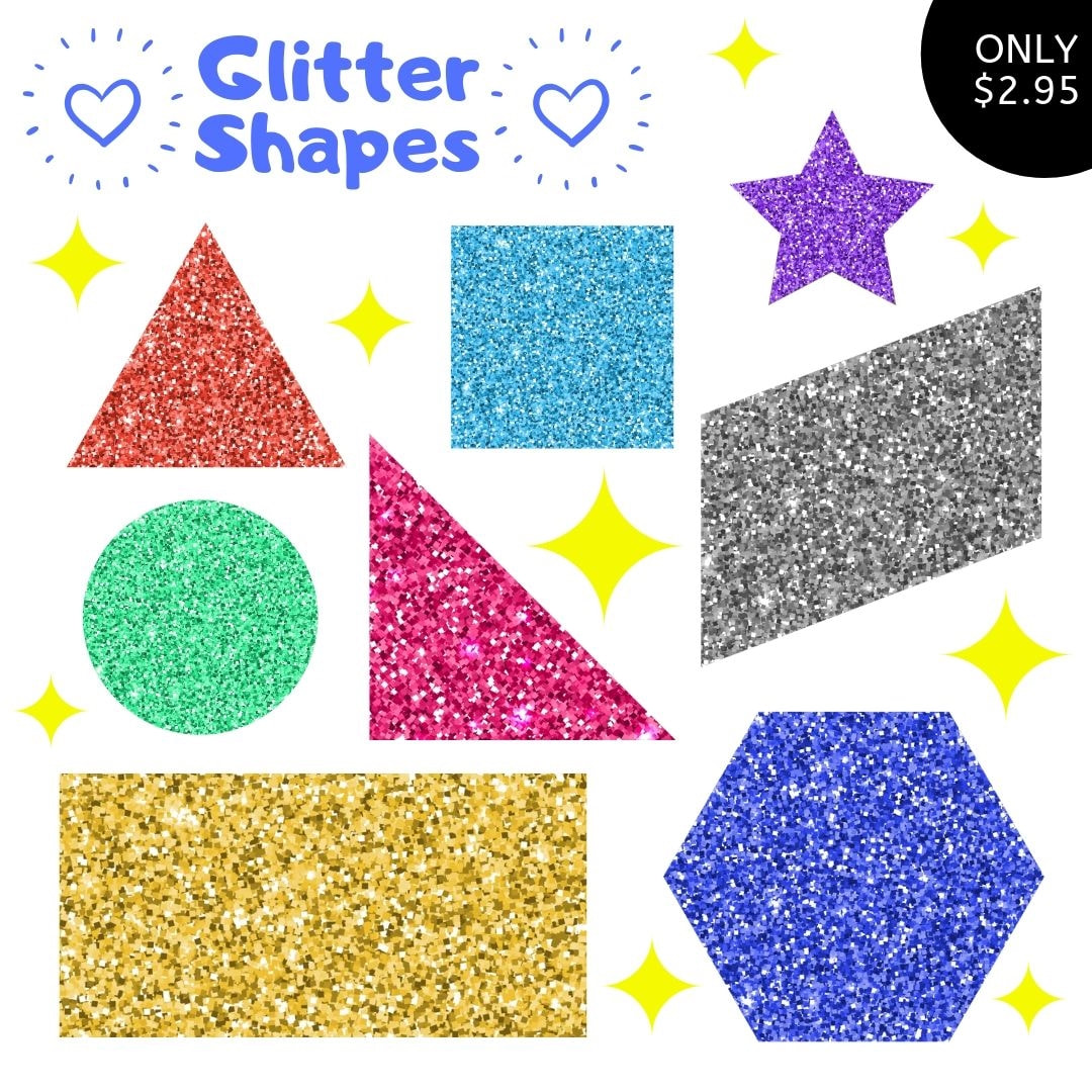 Glitter Math Shapes Numeracy PNG