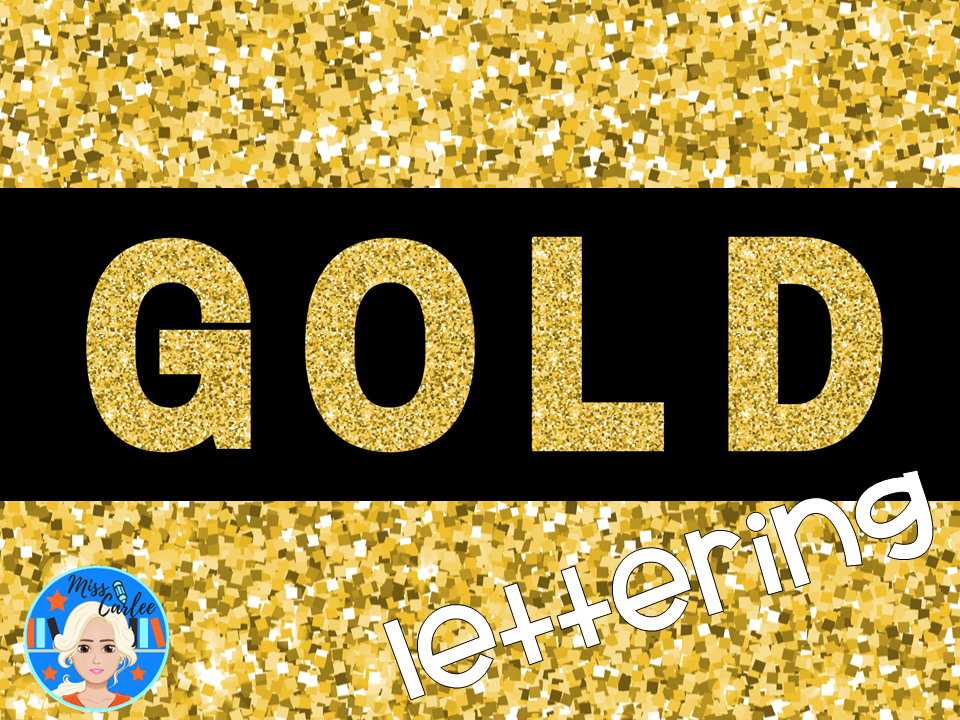 Gold Glitter Letters and Numbers PNG