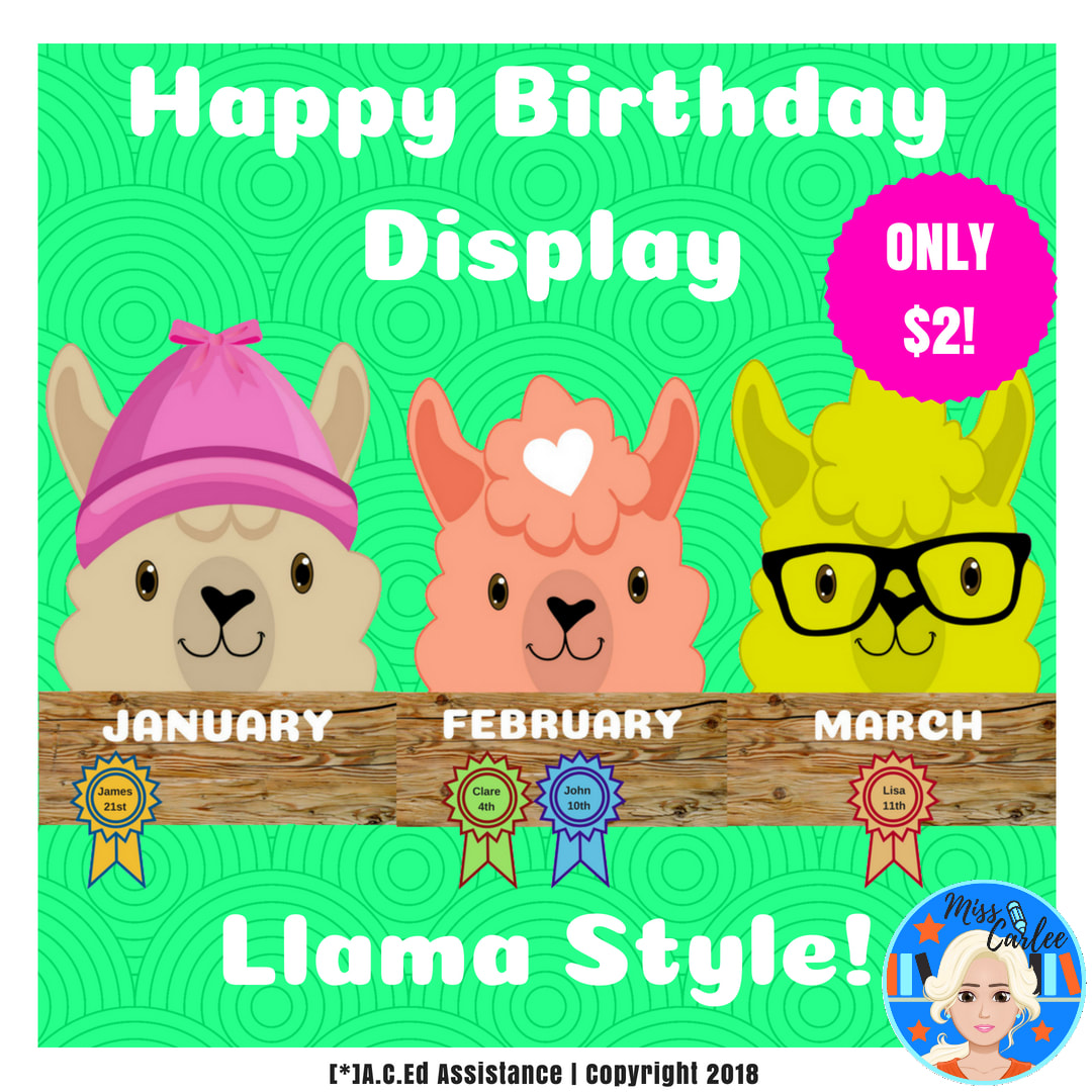 Llama Happy Birthday Display for the Classroom
