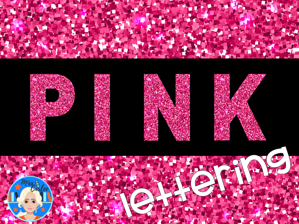 Hot Pink Glitter Letters and Numbers PNG