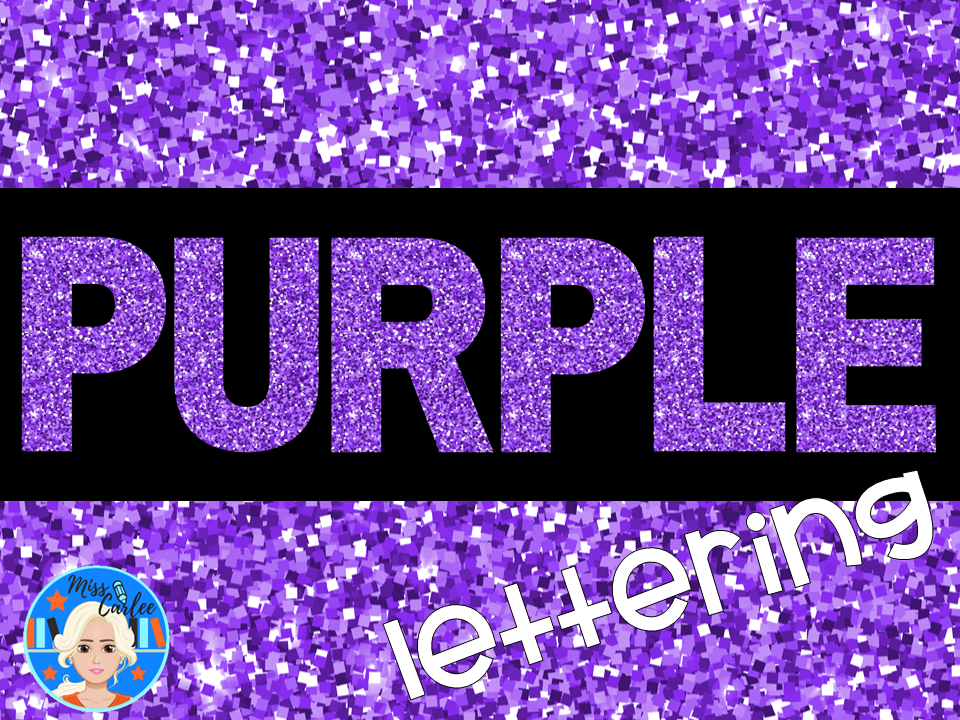 Purple Glitter Letters and Numbers PNG