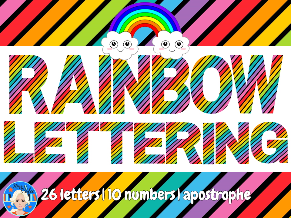 Colorful Rainbow Colourful Letters and Numbers PNG