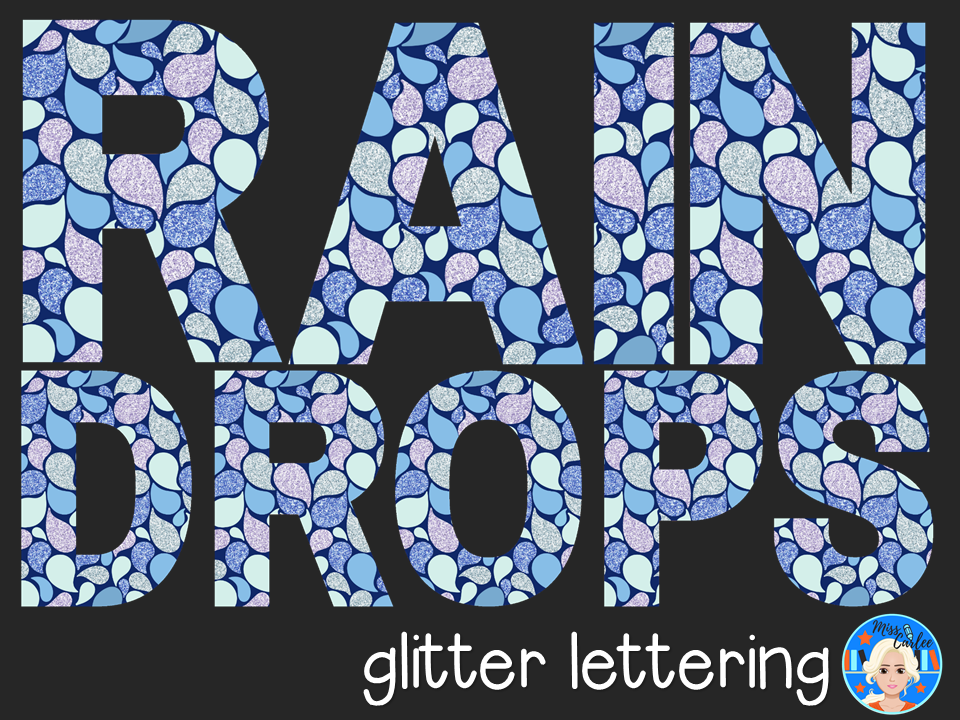 Rain Drops Letters and Numbers PNG
