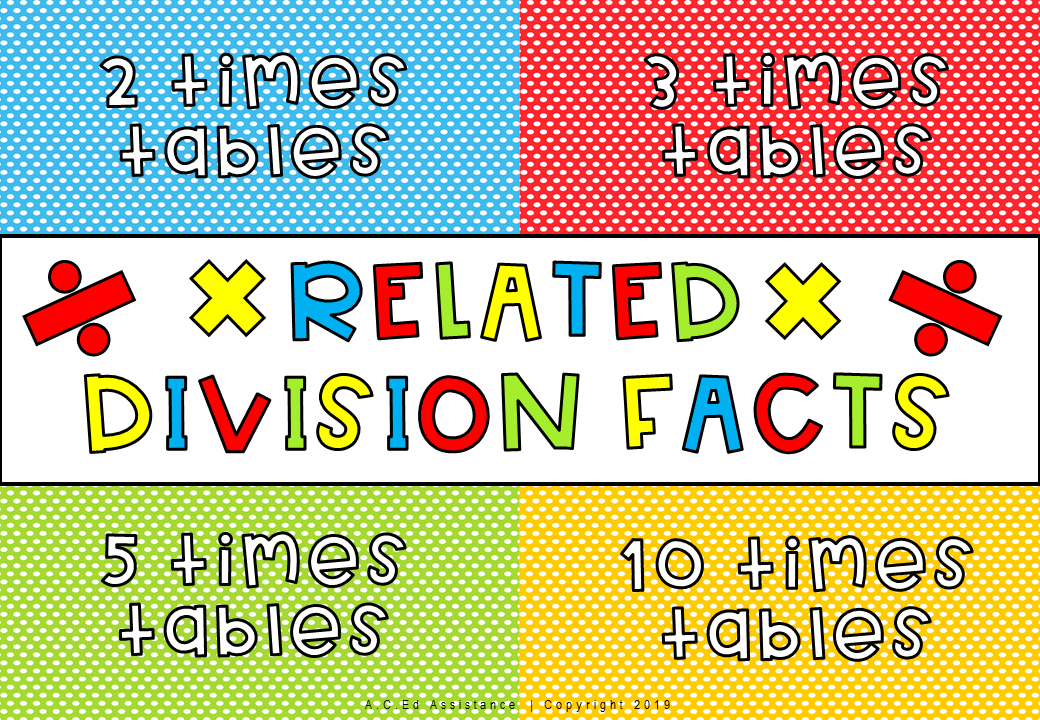 Related Division Facts Spinner Games