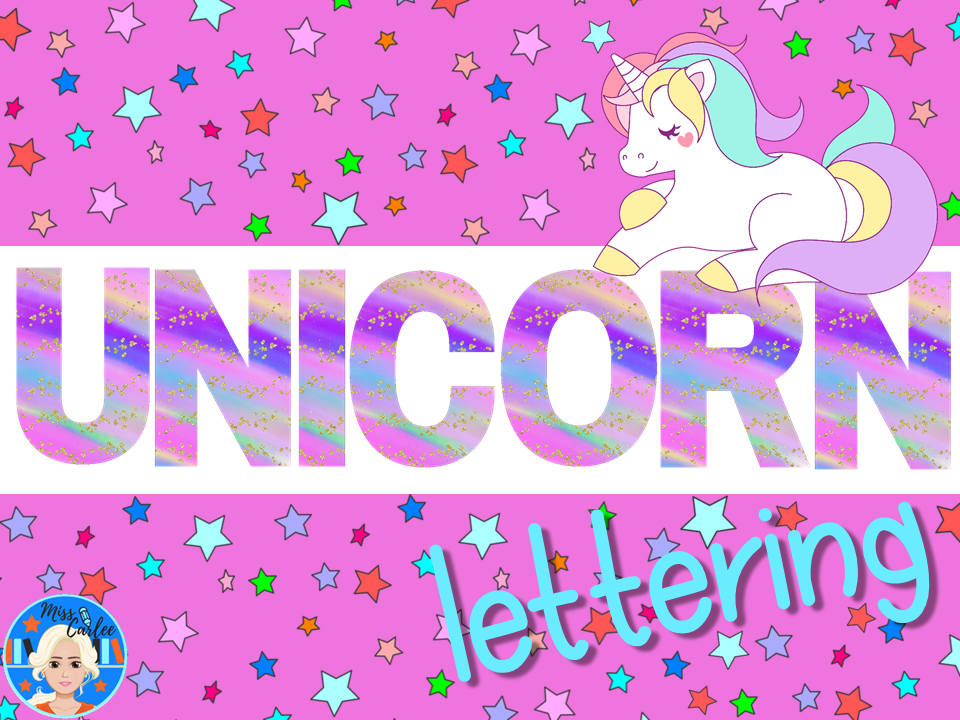 Beautiful Unicorn Letters and Numbers PNG