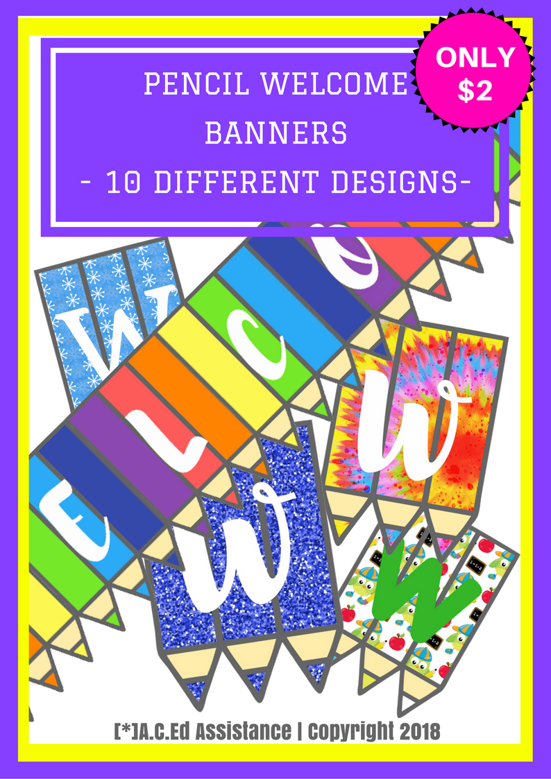 Colorful Pencil Welcome Banners and Colourful Signs for the Classroom